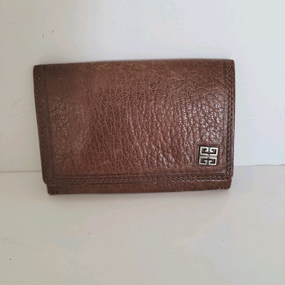 Givenchy Men's Card Holder Wallet Bifold Leather Small Compact Brown Retro